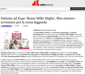 Debutta ad Expo 'Rosso Mille Miglia', film mistero-avventura per la corsa leggen-1